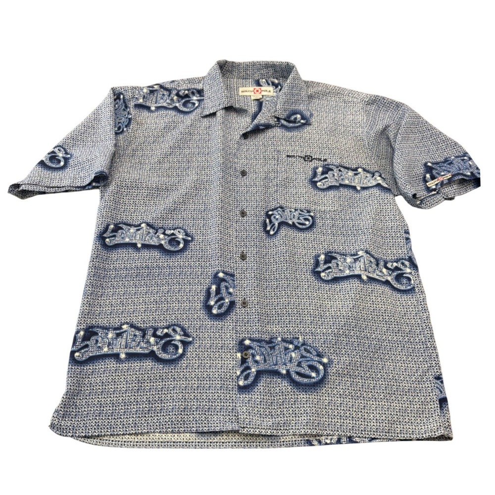 Southpole Y2K Vintage AOP Graffiti Print Short Sleeve Button Up Mens Shirt XL